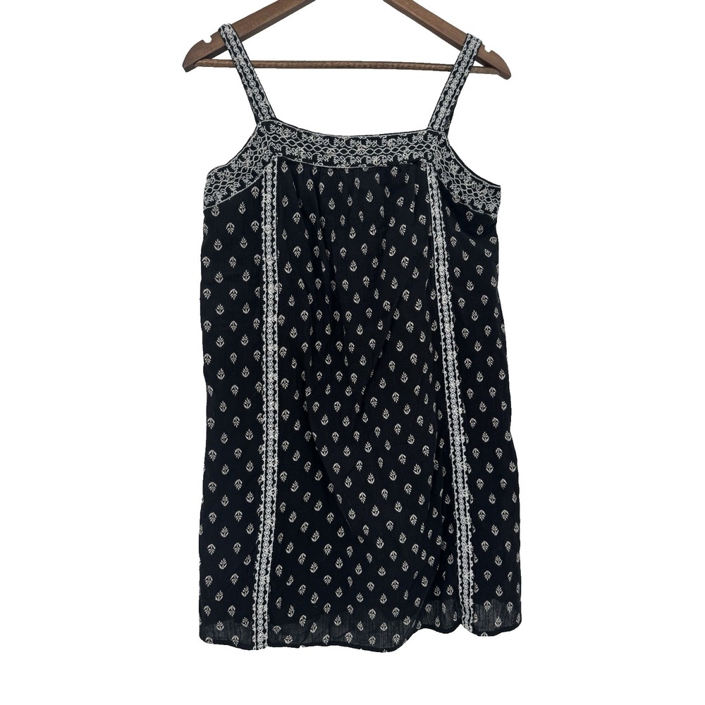 Old‎ Navy Black White Floral Print Sleeveless Dress square neck cottagecore